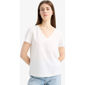 %100 Pamuk Regular Fit V Yaka Basic Penye Tişört E5850AX25SM