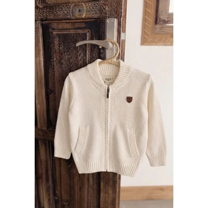 Triko Cepli Hırka 2-11 Yaş Ekru