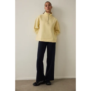 Sarı Front Zip Detail Sweatshirt