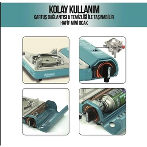 Pro Seramik Portatif Ocak Gaz Stop Emniyetli / Mavi