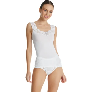 Kadın Atlet Dantelli Private 1957 - Beyaz