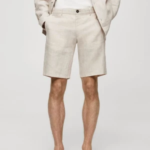 Man Slim Fit %100 Keten Bermuda Şort