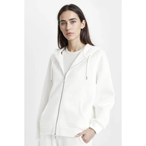 Relax Fit Kapüşonlu Cepli Basic Fermuarlı Sweatshirt C1809AX24WN