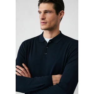 Regular Fit Polo Yaka Düz Triko Kazak
