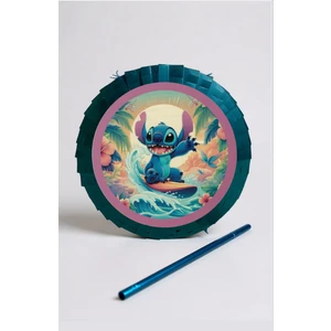 Cadde Süs Stitch Temalı Mavi Pinyata ve Sopası