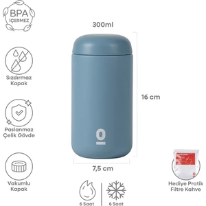 Mavi Paslanmaz Çelik Mini Mug Termos 300 ml | NO:118