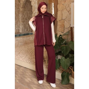 İmaj Butik Mürdüm Yelek Pantolonlu Takım