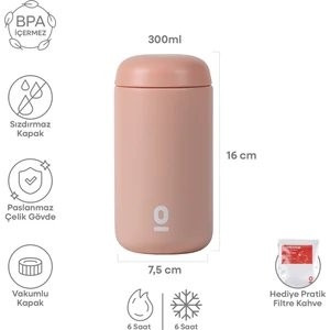 Pembe Paslanmaz Çelik Mini Mug Termos 300 ml | NO:116