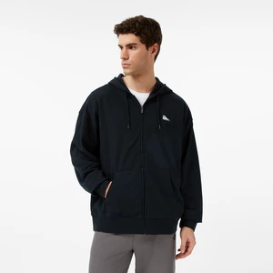 Loose Fit Sneaker Patch Full Zip Erkek Siyah Sweatshirt