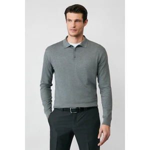 Regular Fit Düğmeli Polo Yaka Triko Kazak