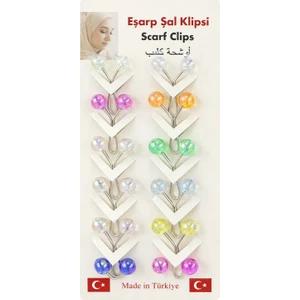 Incili Eşarp Klipsi, Eşarp Iğnesi 12 Adet
