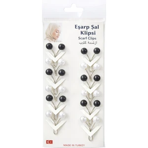 Incili Eşarp Klipsi, Eşarp Iğnesi 12 Adet