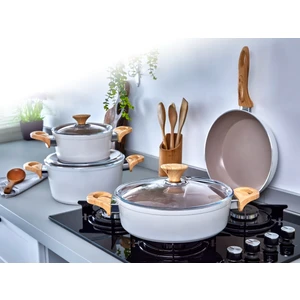 7 Parça Cappuccino Seramik Tencere Seti