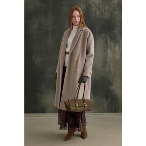 Kruvaze Uzun Kaban Açık Vizon