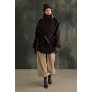 Dik Yaka Kaban Koyu Kahve