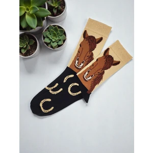 Kahverengi At Desenli Renkli Çorap