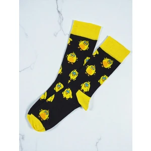 Siyah Civciv Desenli Renkli Çorap