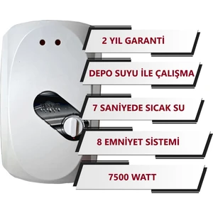 Sedef 7500W Ani Su Isıtıcı Elektrikli Şofben