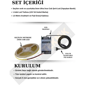 Ankarateknik Sensörlü COB Şerit LED Ultra İnce / Mavi