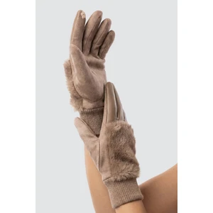 Vizon Dokunmatik Kürklü Kadın Eldiven
