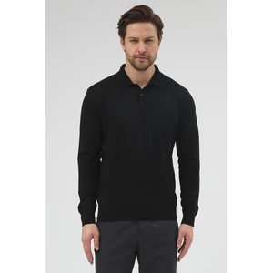 Erkek Siyah %50 Yün Polo Yaka Triko