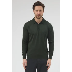 Erkek %50 Yün Nefti Yeşil Polo Yaka Triko