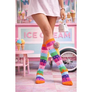 Kız Çocuk Dondurma Desenli Dizaltı Çorap