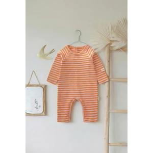 Çizgili Triko Tulum 0-3 Yaş Pudra Şeftali