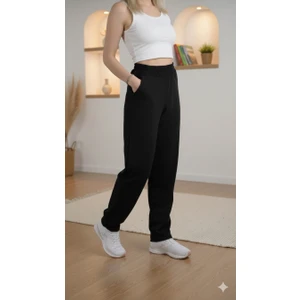 Kadın Siyah Yüksek Bel Basic Eşofman Altı