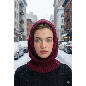 Triko Örme Balaclava Kadın Bere Kışlık Kapüşonlu Boyunluklu Tesettür Başlık