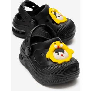 Çocuk Işıklı Emojili Sabo Terlik SİYAH