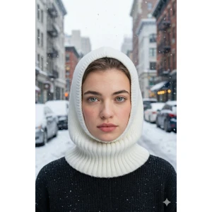 Triko Örme Balaclava Kadın Bere Kışlık Kapüşonlu Boyunluklu Tesettür Başlık
