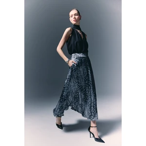 Leopar Desenli Uzun Etek - Siyah