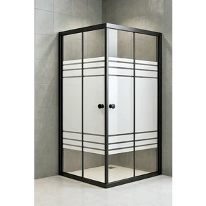 Duşakabin Kare Siyah Desenli Cam