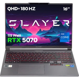 Game Garaj Slayer X7T-5070 C2 Intel Core i7 14650HX 32GB 1TB SSD RTX5070 16" Qhd+ 180Hz IPS Freedos Gaming Laptop