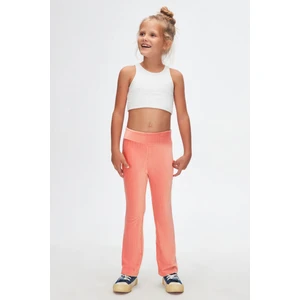 Koyu Somon Fitilli Kadife Ispanyol Paça Pantolon