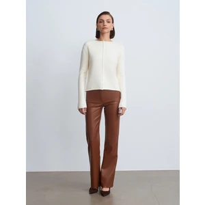 72237 Suni Deri Çan Paça Pantolon-Karamel