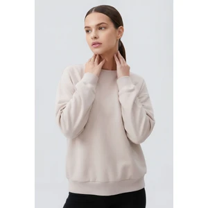 Bej Basic O Yaka Oversize Kadın Sweatshirt - 97053