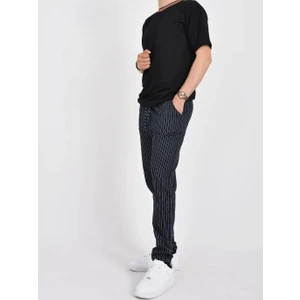 Erkek Jogger Çizgili Lastik Paça Kordonlu Eşofman