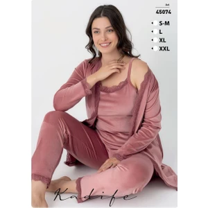 Kadife Üçlü Pijama (Fransız Kadife)