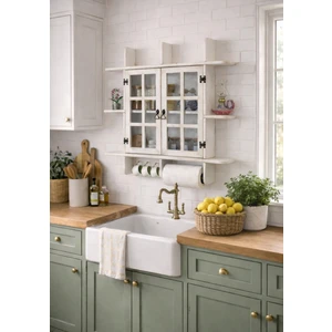 Doğa Doğal Ahşap Dekoratif Mutfak Rafı Terek