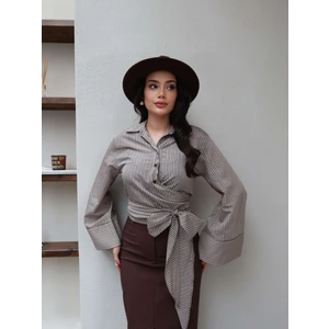 Esra Helvacı Çizgili Yan Bağlamalı Gömlek