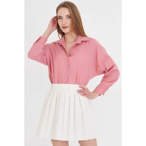 Kadın Açık Pembe Oversize Uzun Basic Gömlek ARM-22Y001118