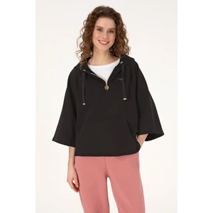 U.S. Polo Assn. Kadın Siyah Basic Sweatshirt 50319959-VR046