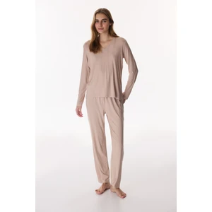 Latte Rib Pantolon Pijama Takımı