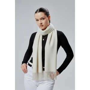 Kadın Yumuşak Dokulu Akrilik Basic Kışlık Şal Ekru