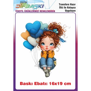 F17 Ajans Sevimli Kız Ütü ile Yapışan Tişört Tekstil Baskı