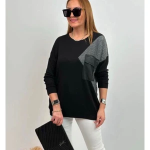Siyah Cep Detalı Triko Bluz