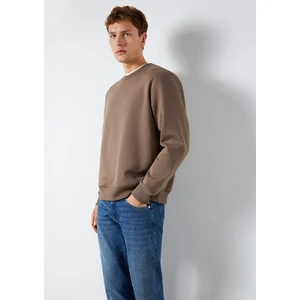 Bisiklet Yaka Kahverengi Basic Sweatshirt 0S10276-87875