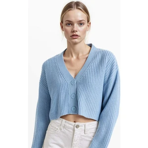 Regular Fit V Yaka Basic Düz Düğmeli Triko Hırka U2052AZ24AU